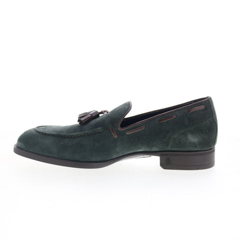 Di Bianco Cercola Mens Green Suede Slip On Loafers & Slip Ons Casual Shoes