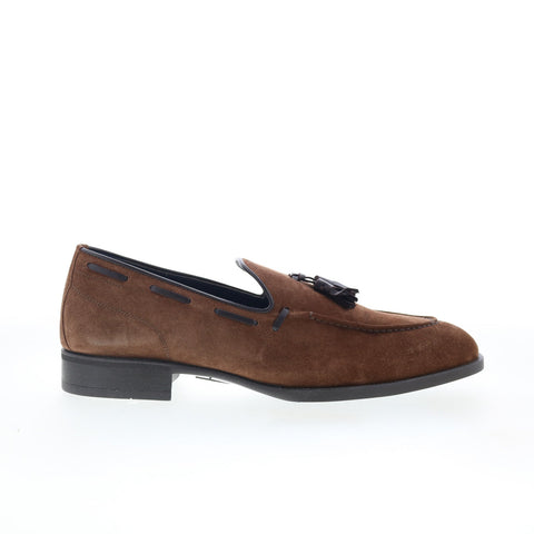 Di Bianco Cercola Mens Brown Suede Slip On Loafers & Slip Ons Tasseled Shoes