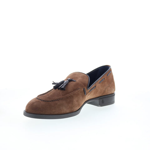 Di Bianco Cercola Mens Brown Suede Slip On Loafers & Slip Ons Tasseled Shoes