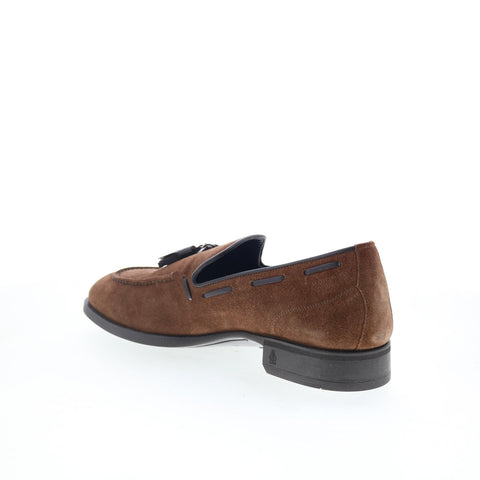 Di Bianco Cercola Mens Brown Suede Slip On Loafers & Slip Ons Tasseled Shoes