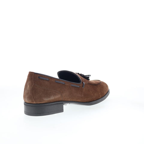 Di Bianco Cercola Mens Brown Suede Slip On Loafers & Slip Ons Tasseled Shoes