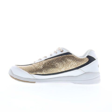 Dexter Cheeta Womens White Leather Lace Up Athletic Bowling Shoes