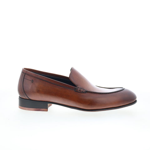 Di Bianco Circle Buttom Mens Brown Leather Loafers & Slip Ons Casual Shoes