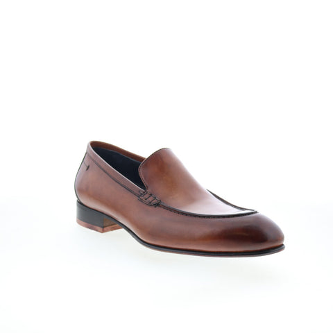 Di Bianco Circle Buttom Mens Brown Leather Loafers & Slip Ons Casual Shoes