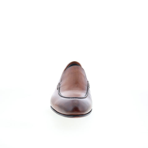 Di Bianco Circle Buttom Mens Brown Leather Loafers & Slip Ons Casual Shoes