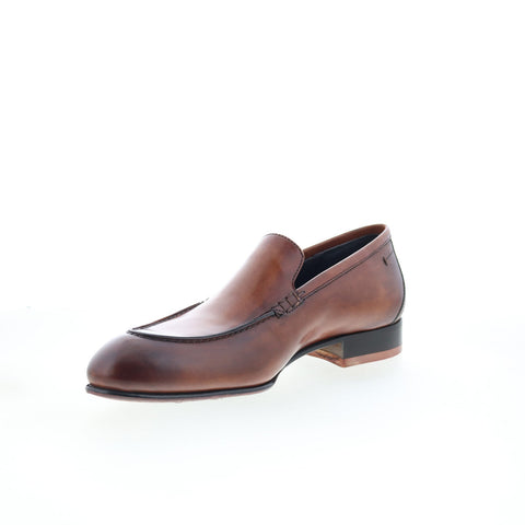 Di Bianco Circle Buttom Mens Brown Leather Loafers & Slip Ons Casual Shoes