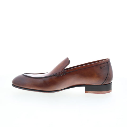 Di Bianco Circle Buttom Mens Brown Leather Loafers & Slip Ons Casual Shoes