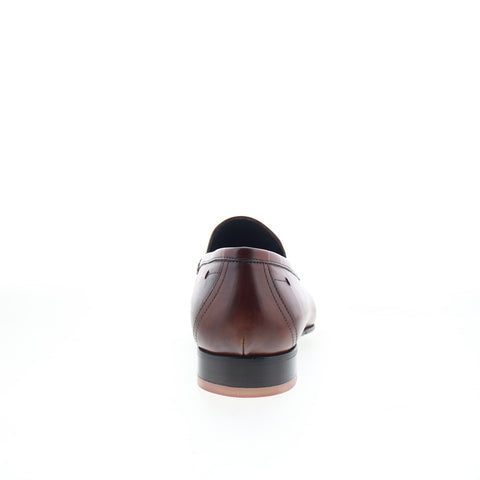 Di Bianco Circle Buttom Mens Brown Leather Loafers & Slip Ons Casual Shoes