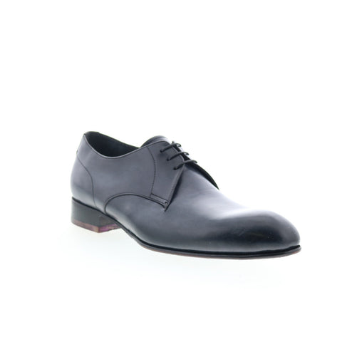Di Bianco Circles Buttom Mens Black Leather Oxfords & Lace Ups Casual Shoes