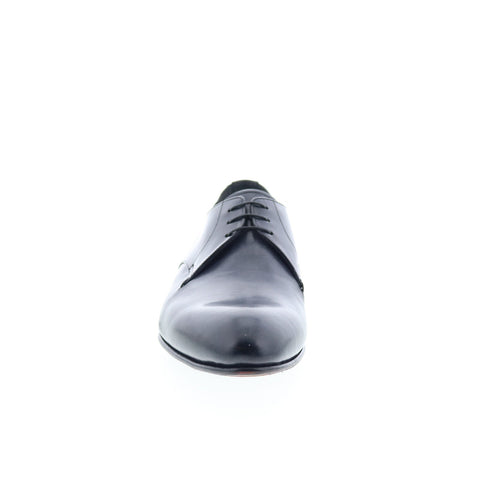 Di Bianco Circles Buttom Mens Black Leather Oxfords & Lace Ups Casual Shoes