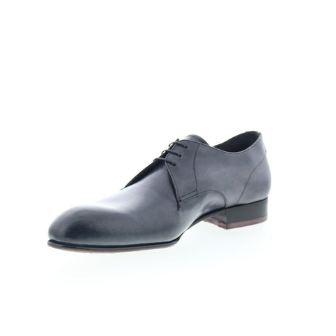 Di Bianco Circles Buttom Mens Black Leather Oxfords & Lace Ups Casual Shoes
