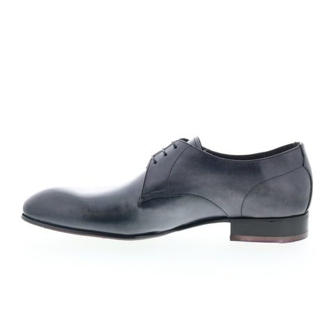 Di Bianco Circles Buttom Mens Black Leather Oxfords & Lace Ups Casual Shoes