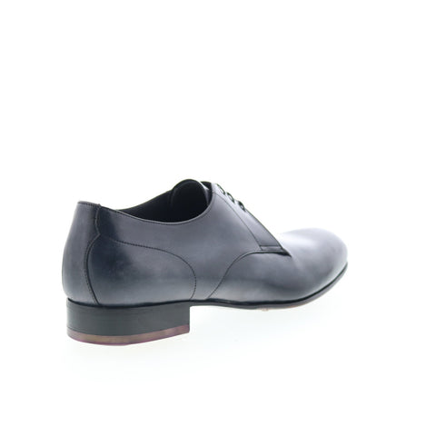 Di Bianco Circles Buttom Mens Black Leather Oxfords & Lace Ups Casual Shoes