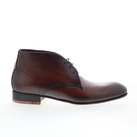 Di Bianco Circles Buttom Mens Brown Leather Lace Up Chukkas Boots