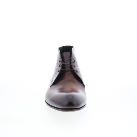 Di Bianco Circles Buttom Mens Brown Leather Lace Up Chukkas Boots