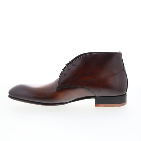 Di Bianco Circles Buttom Mens Brown Leather Lace Up Chukkas Boots