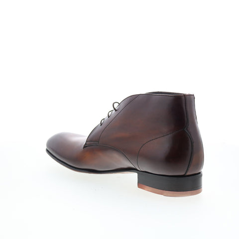Di Bianco Circles Buttom Mens Brown Leather Lace Up Chukkas Boots