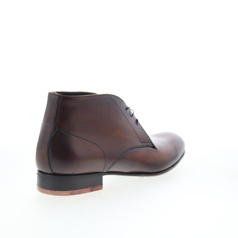 Di Bianco Circles Buttom Mens Brown Leather Lace Up Chukkas Boots