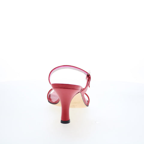 Claudia Ciuti Bambu CLAUDIA CIUTI14 Womens Red Leather Mules Heels Shoes