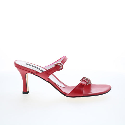 Claudia Ciuti Bambu CLAUDIA CIUTI1 Womens Red Leather Mules Heels Shoes