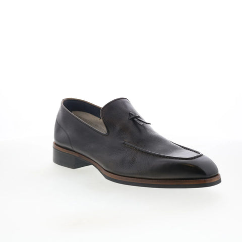 Di Bianco Cordusio Mens Black Leather Slip On Loafers & Slip Ons Casual Shoes