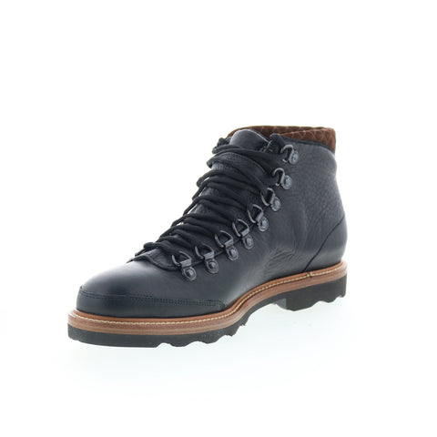 Di Bianco Cortina Mens Black Leather Lace Up Casual Dress Boots