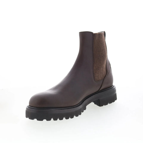 Di Bianco Courmayeur Mens Brown Leather Slip On Chelsea Boots