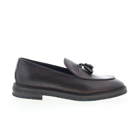 Di Bianco Crotone Mens Brown Leather Slip On Loafers & Slip Ons Tasseled Shoes