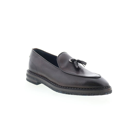 Di Bianco Crotone Mens Brown Leather Slip On Loafers & Slip Ons Tasseled Shoes