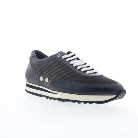Di Bianco Daytona Mens Gray Leather Lace Up Lifestyle Sneakers Shoes