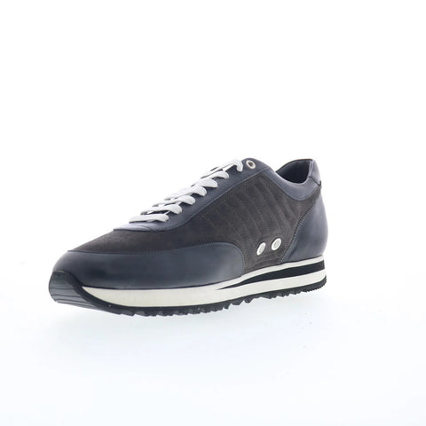Di Bianco Daytona Mens Gray Leather Lace Up Lifestyle Sneakers Shoes