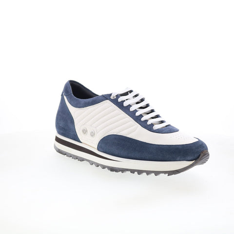 Di Bianco Daytona Mens White Suede Lace Up Lifestyle Sneakers Shoes