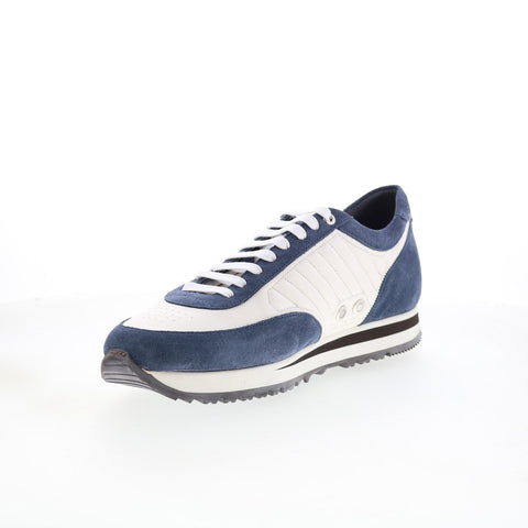 Di Bianco Daytona Mens White Suede Lace Up Lifestyle Sneakers Shoes