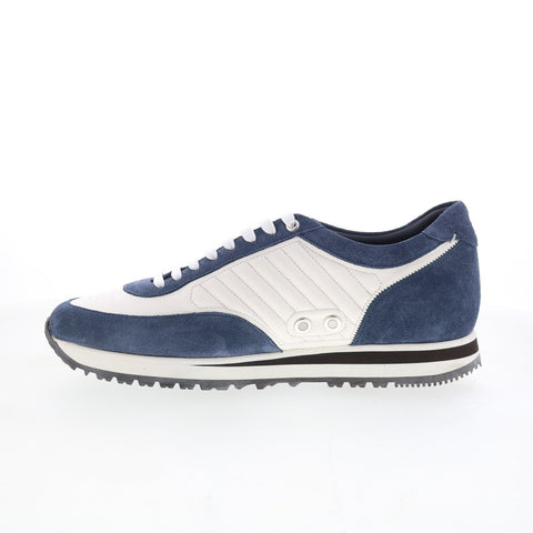 Di Bianco Daytona Mens White Suede Lace Up Lifestyle Sneakers Shoes