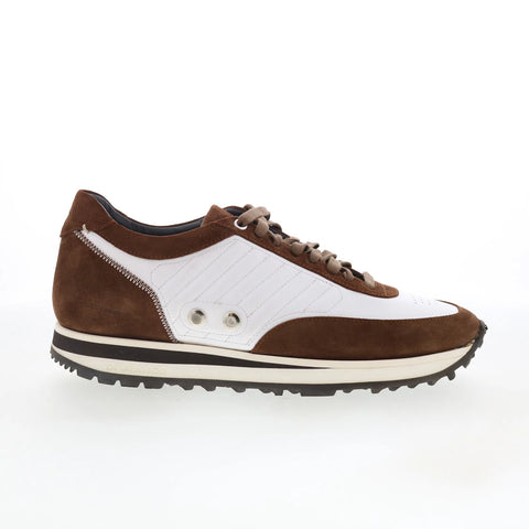 Di Bianco Daytona Mens Brown Leather Lace Up Lifestyle Sneakers Shoes