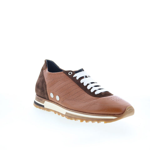 Di Bianco Daytona Laser Mens Brown Leather Lace Up Lifestyle Sneakers Shoes