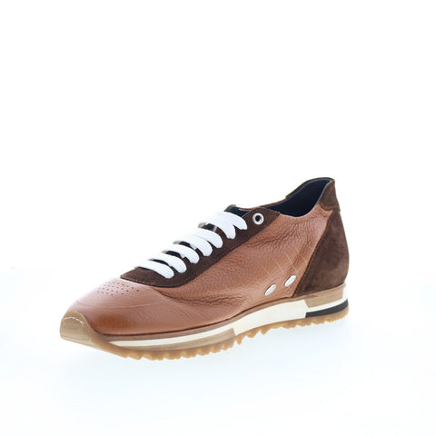 Di Bianco Daytona Laser Mens Brown Leather Lace Up Lifestyle Sneakers Shoes