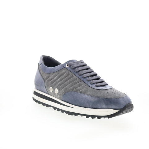 Di Bianco Daytona Laser Mens Gray Suede Lace Up Lifestyle Sneakers Shoes