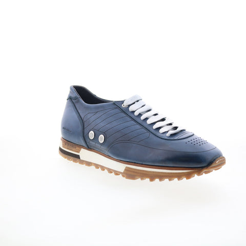 Di Bianco Daytona Laser Mens Blue Leather Lace Up Lifestyle Sneakers Shoes