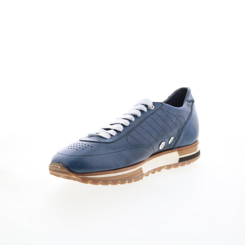 Di Bianco Daytona Laser Mens Blue Leather Lace Up Lifestyle Sneakers Shoes