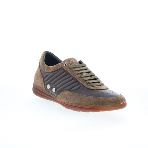 Di Bianco Daytona Laser Mens Brown Suede Lace Up Lifestyle Sneakers Shoes