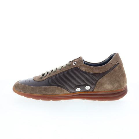 Di Bianco Daytona Laser Mens Brown Suede Lace Up Lifestyle Sneakers Shoes