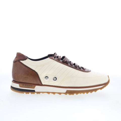 Di Bianco Daytona Laser Mens White Leather Lace Up Lifestyle Sneakers Shoes