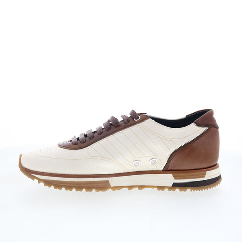 Di Bianco Daytona Laser Mens White Leather Lace Up Lifestyle Sneakers Shoes