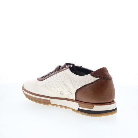 Di Bianco Daytona Laser Mens White Leather Lace Up Lifestyle Sneakers Shoes