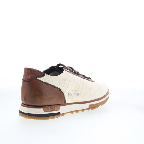 Di Bianco Daytona Laser Mens White Leather Lace Up Lifestyle Sneakers Shoes