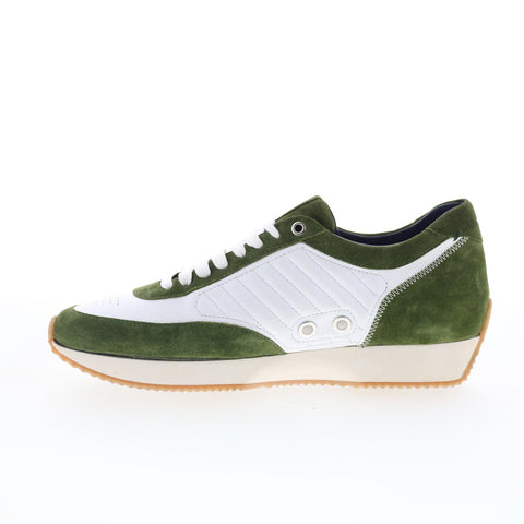 Di Bianco Daytona Laser Mens Green Suede Lace Up Lifestyle Sneakers Shoes