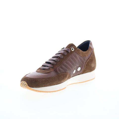 Di Bianco Daytona Luxe Mens Brown Leather Lace Up Lifestyle Sneakers Shoes