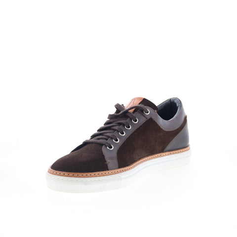 Di Bianco Demonte Mens Brown Leather Lace Up Lifestyle Sneakers Shoes