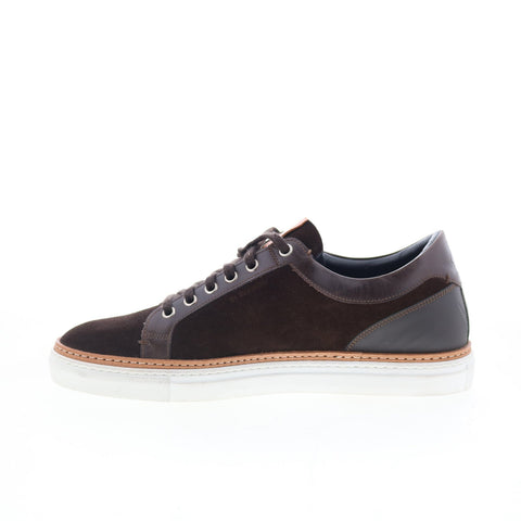 Di Bianco Demonte Mens Brown Leather Lace Up Lifestyle Sneakers Shoes